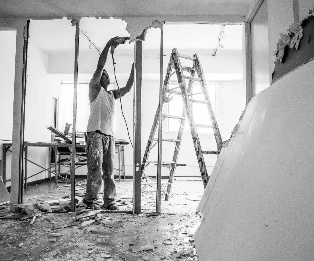 Builder at work on site