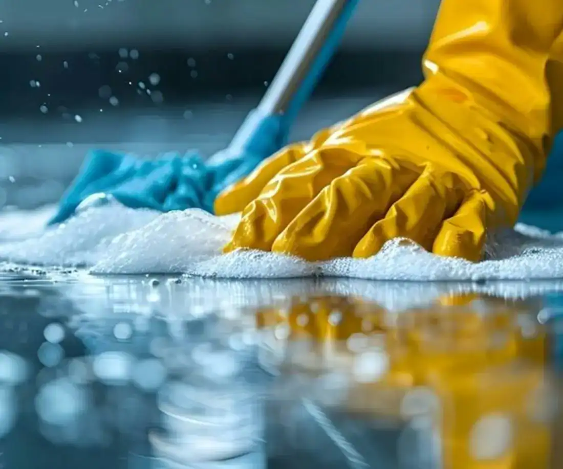 Cleaner cleaning a floor